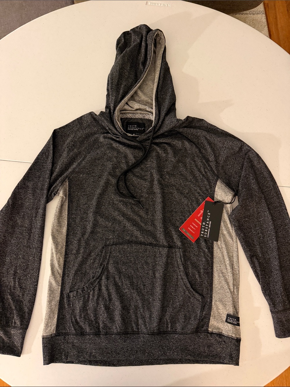 Thread & Supply Dark Charcoal Hoodie with Light Gray Side Panels